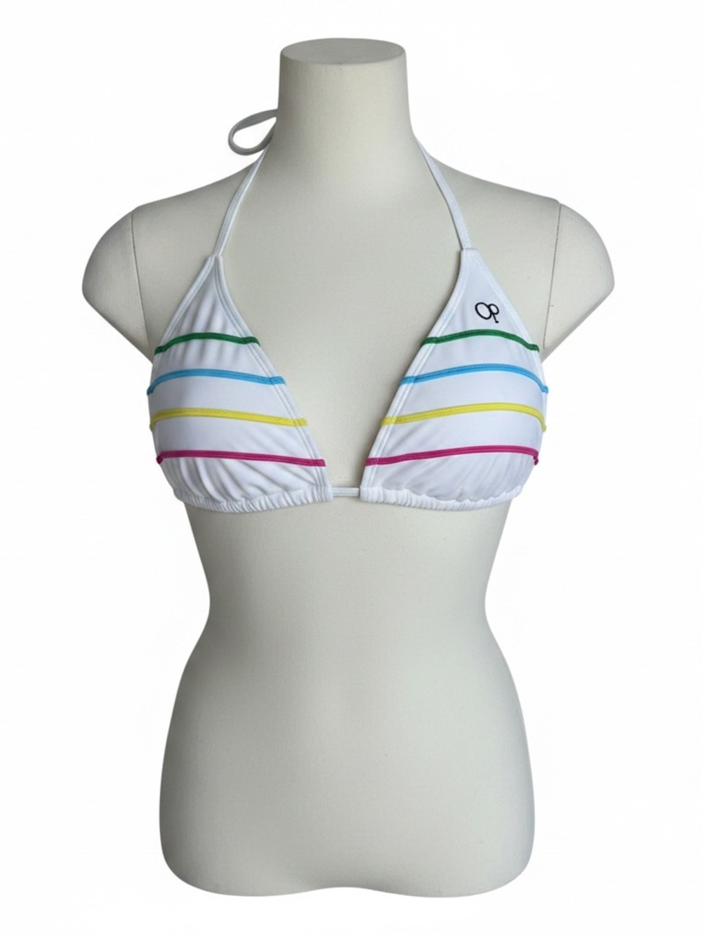 Vintage Y2K OP Ocean Pacific Neon Striped Bikini Top